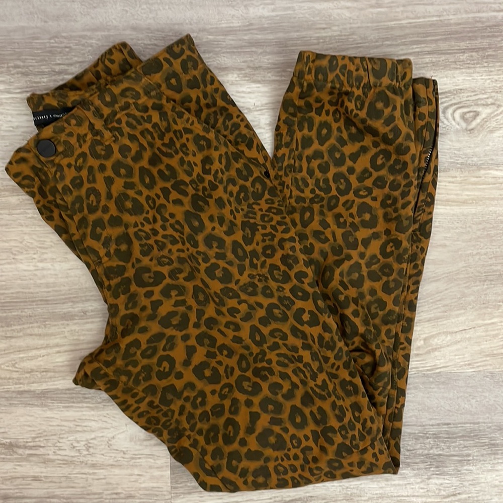 Sanctuary x Anthropologie Brown & Black Animal Print Stretchy Knit Pants Size XS - Picture 5 of 16
